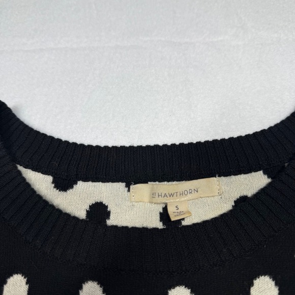 41 Hawthorn Sweater Women's S Polka Dots Knit Pullover 100% Cotton Black White - Picture 3 of 6